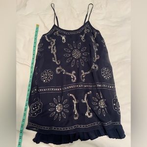 Sequin beaded chiffon shift dress